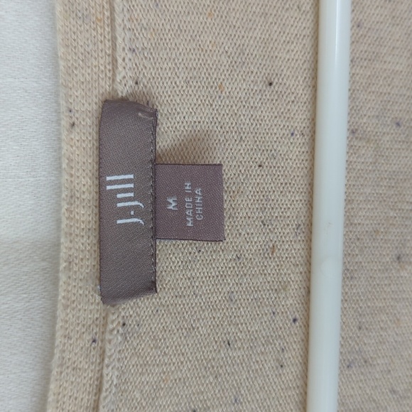 J Jill Oatmeal Beige Polkadot Buttoned Cardigan Size Medium - Picture 2 of 7